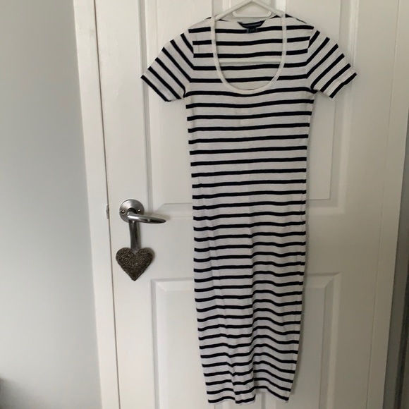 French Connection Dresses & Skirts - French Connection Fitted Striped Midi Dress